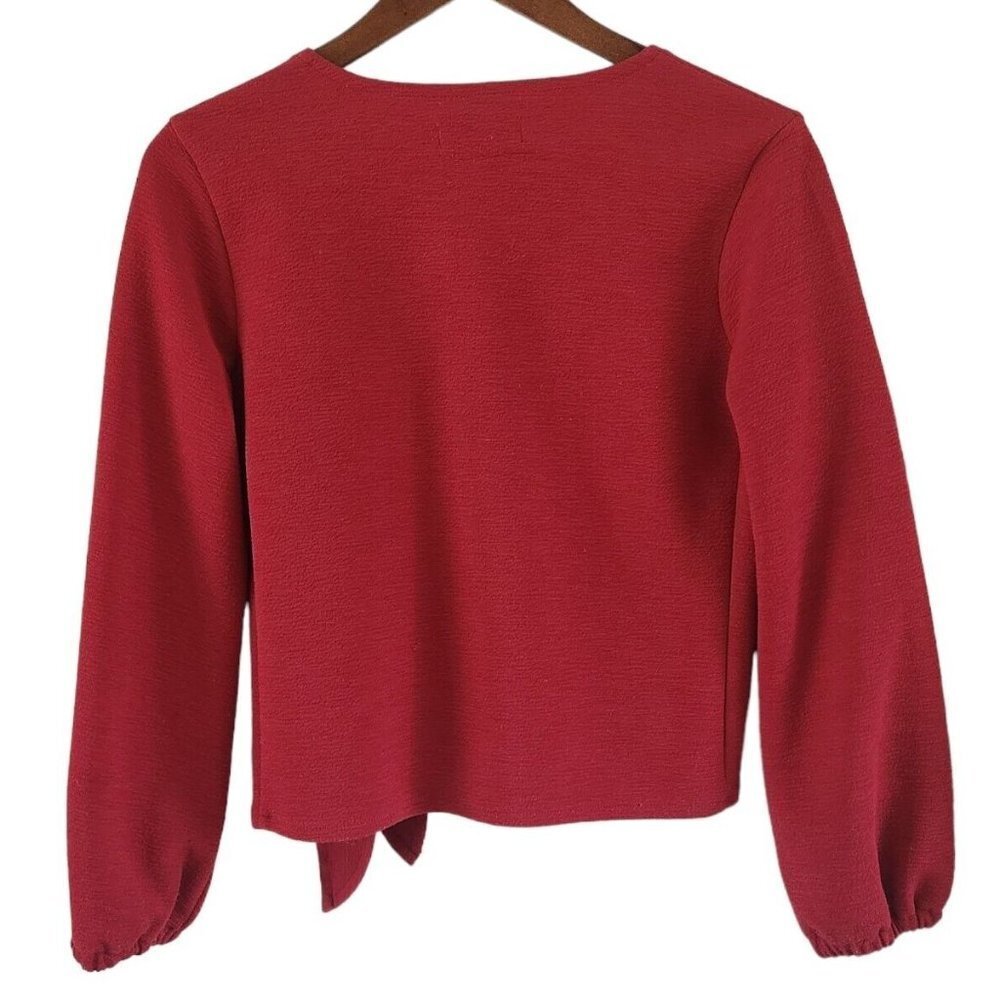 Texture & Thread Madewell Red Crepe V Neck Wrap Side Top Blouse Womens Size S - Picture 6 of 7